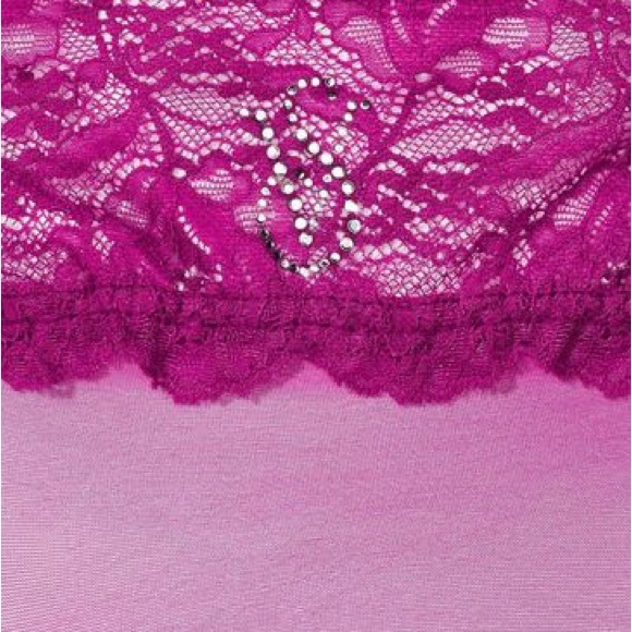 New Victoria’s Secret Lace Thigh Tights/ Magenta/Medium - Picture 5 of 6